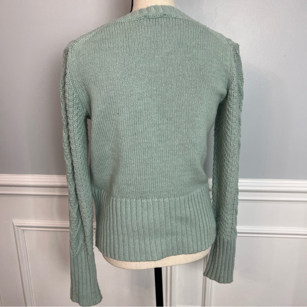 Vintage Gap Light Green Cable Knit Cotton Wool Long Sleeve Y2K Sweater Size M - Picture 3 of 6